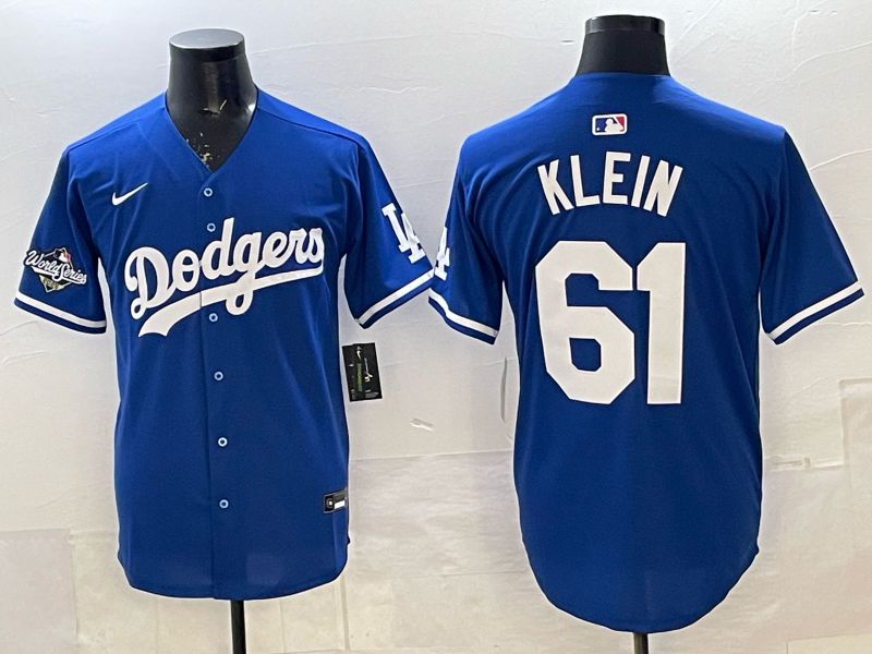 Men 2025 Nike Los Angeles Dodgers #61 Klein Blue Game MLB Jersey 017